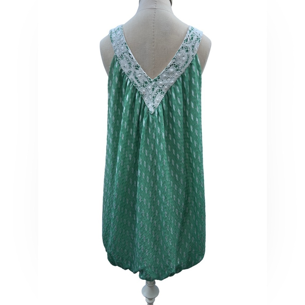 Vintage Helen Wang Silk Green and White Lace Dress Size 4 - Picture 5 of 9